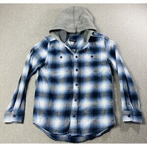 Place Boys Hooded Flannel Shirt Size L (10-12)